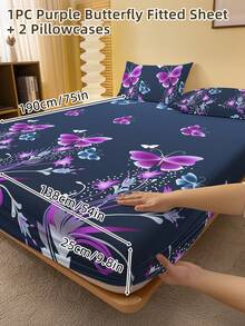2/3 Pcs Printed Fitted Sheet Set, Bedding, Bed Sheet Set, Soft And Comfortable Bedding, Room Decor, Mother's Day Decor, Skin-Friendly Bed Cover Set For All Season, Domitory Bedding Set, Mattress Protector For Bedroom, Mother's Day Gift, Fits For Twin Full King Queen Size Bed, 1 Fitted Sheet And 2 Pillowcases, Back School Bedding, Machine Washable - 彩色 - 查看 73