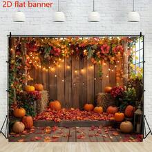 2D 平面南瓜和枫叶照片背景 - 感恩节丰收摄影背景装饰 - 生日派对横幅道具 - 多用途，适用于大厅、花园和户外 - 无需电源 - 彩色 - 查看 6