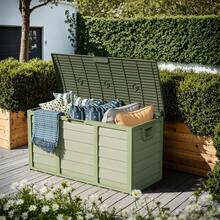 70 Gallon Outdoor Storage Deck Box Weatherproof Durable Resin Container - 綠色-B款 - 查看 3