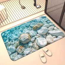 1pc Non-Slip Absorbent Machine Washable Polyester Mat -  Lake Scene With Stones & Blue-Green Waters, 100% Polyester Floor Mat For Bathroom, Bedroom, Living Room, Entrance, Bedroom Mat | Calming Decor Mat | Nonslip Backing - 其他 - 查看 4