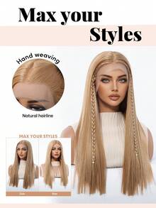 13*3.5 HD Former Lace Long Straight Hair Wig Multicolor 22-Inch Female Wig Synthetic Heat-Resistant Wig Perfect For Elegance And Naturalness For Holiday Travel Parties Cosplay Music Festivals Everyday Gifts Ready To Wear,The Perfect Holiday Gift For Girls, A Halloween Wig