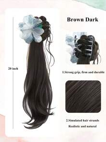 1 Piece Of Chinese Floral Faux- Wig Bun Hair Clip For Women, Slouchy Atmosphere, Loose Low Ponytail, Clip-On Hair Claw, Hair Bag For Going Out Simple Style. Fashion Hair Accessories Beauty Claw Clips Long Curl Wig