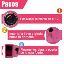 Mini caja de efectivo de metal con Cerradura y Ranura para Monedas Deposit Box Office  School Supplies Office Furniture  Accessories Office Supplie - Rosa - Ver 5