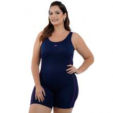 Nexis Plus Size Jumpsuit Swimsuit With Legs For Swimming And Water Aerobics - Angkatan Laut/Merah Muda - View 13