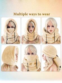 1 件/2 件女士寒冷天气面罩拉法帽户外运动拉法帽防风透气亲肤，适合秋冬季 - 彩色 - 查看 4