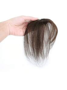 4x6cm 女士刘海发片 360° 夹式真人发片 遮盖白发并增加发量 适用于稀疏发片 无缝顶发 轻盈直发 适合日常使用