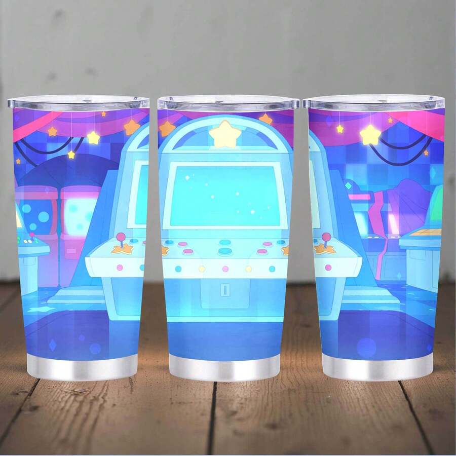 1pc 20 Oz Stainless Cup, Coffee Cups With Lids, Built To Last, Guaranteed, Water Bottle Insulated, Home Office Essential, Cosmic Cascade Chronicles