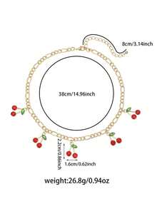 1pc Women's Fashion Jewelry, Vintage Style 18K Gold-Plated Cherry Pendant Necklace, Suitable For Vacation & Fashion, Cute Daily Accessory, Luxurious & Playful, Velvet Bag Included