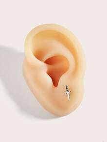 1pc Stainless Steel Diamond Sword Stud Earrings, Suitable For Women's Daily Wear - Sword - View 4