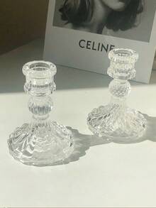 1pc/2pcs Conical Glass Candle Holder, Fits 0.8" Candles, 4" High Glass Decorative Stand, Center Piece Decor For Dining Table, Wedding, Restaurant, Party - Multicolor - View 13