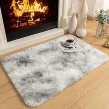 2x3 Small Rug For Bedroom Livingroom Mini Space Home Decor, Modern Indoor Shaggy Plush Fluffy Furry Fur Rugs Comfy Nursery Kids Room Floor Carpet, Tie-Dyed Grey & White - 紮染灰色和白色 - 查看 4