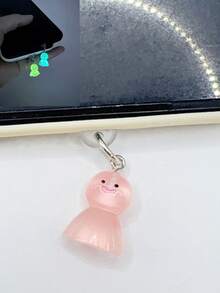 1pc Glow-In-The-Dark Resin Smiling Cat Pendant Phone Dust Plug Charm, Phone Decoration