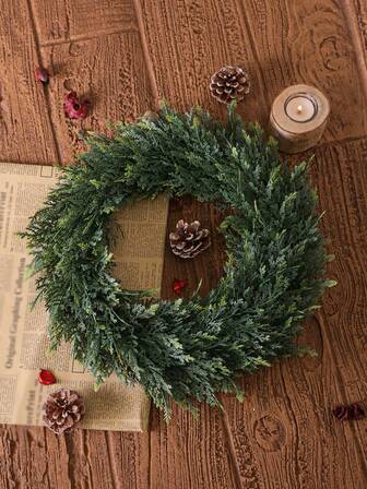 1/2 件人造雪松花环、Aglaia Odorata 花环、黄杨花环、41 厘米/16.14 英寸、人造植物、人造花、人造植物、绿色、PE 材料、学校宿舍办公室装饰、户外聚会活动节日生日派对装饰、家庭入口酒店餐厅客厅卧室婚宴厨房花园装饰、圣诞装饰