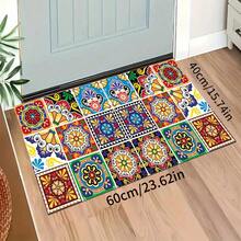 Tapete xadrez vintage de 1 peça, tapete de drenagem de poliéster para cozinha, sala de estar, entrada, varanda, decoração de casa, antiderrapante, adequado para cafeteria, bar, feriado, festa, quarto, banheiro - Multicolorido - Ver 14