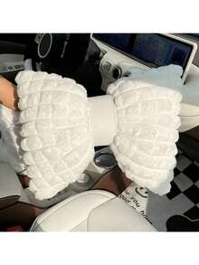 1 pièce/2pcs Oreiller d'appui-tête de voiture, Oreiller de cou confortable et chaud en peluche d'hiver, Oreiller d'appui-tête et lombaire de couleur unie minimaliste, Accessoires de voiture, Oreiller de voiture - Blanc - Voir 11