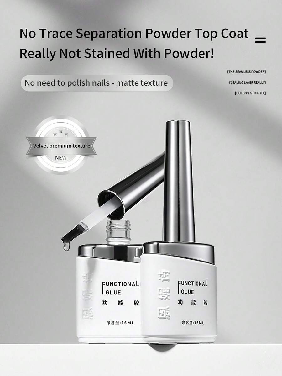 annies 16ml 2-In-1 Matte Gel Top Coat For Gel Nail Polish, Nail Powder-Resist Matte Finish For Detail Chrome Powder Painting Long Lasting UV Gel Nail Art DIY