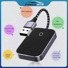 Fuallwin 无线 Carplay 适配器，有线转无线，用于车载导航、语音控制、音乐播放、低延迟、蓝牙连接。需要原车有线 Carplay。更多兼容型号，请查看 Apple/Android 在线手册。