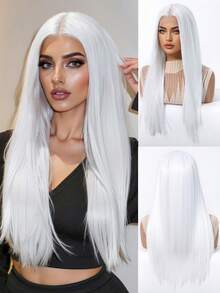 Perucă lungă și dreaptă din dantelă HD 13*3.5, multicoloră, perucă feminină de 22 de inci, sintetică, rezistentă la căldură, perfectă pentru eleganță și naturalețe, pentru petreceri de călătorie, cosplay, festivaluri de muzică, cadouri de zi cu zi, gata de purtat, cadoul perfect de sărbători pentru fete, o perucă de Halloween