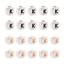 10pcs 12mm Simple Style White Base Black Letter + White Base Gold Letter Silicone Beads, DIY Jewelry Making Initial Letter Festival Gift Decorative Beads