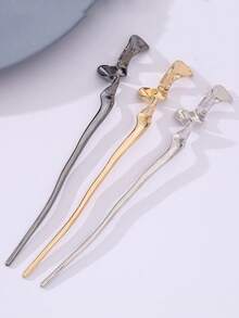 3pcs/1pc Metallic Hair Clip, Minimalist Geometric Line Design, New Chinese Style Retro Hair Accessory For Women, Bun Extension, Hair Bun Maker, Bun Hair Piece, Hair Styling Pins, Pins For Hair, Bobby Pins