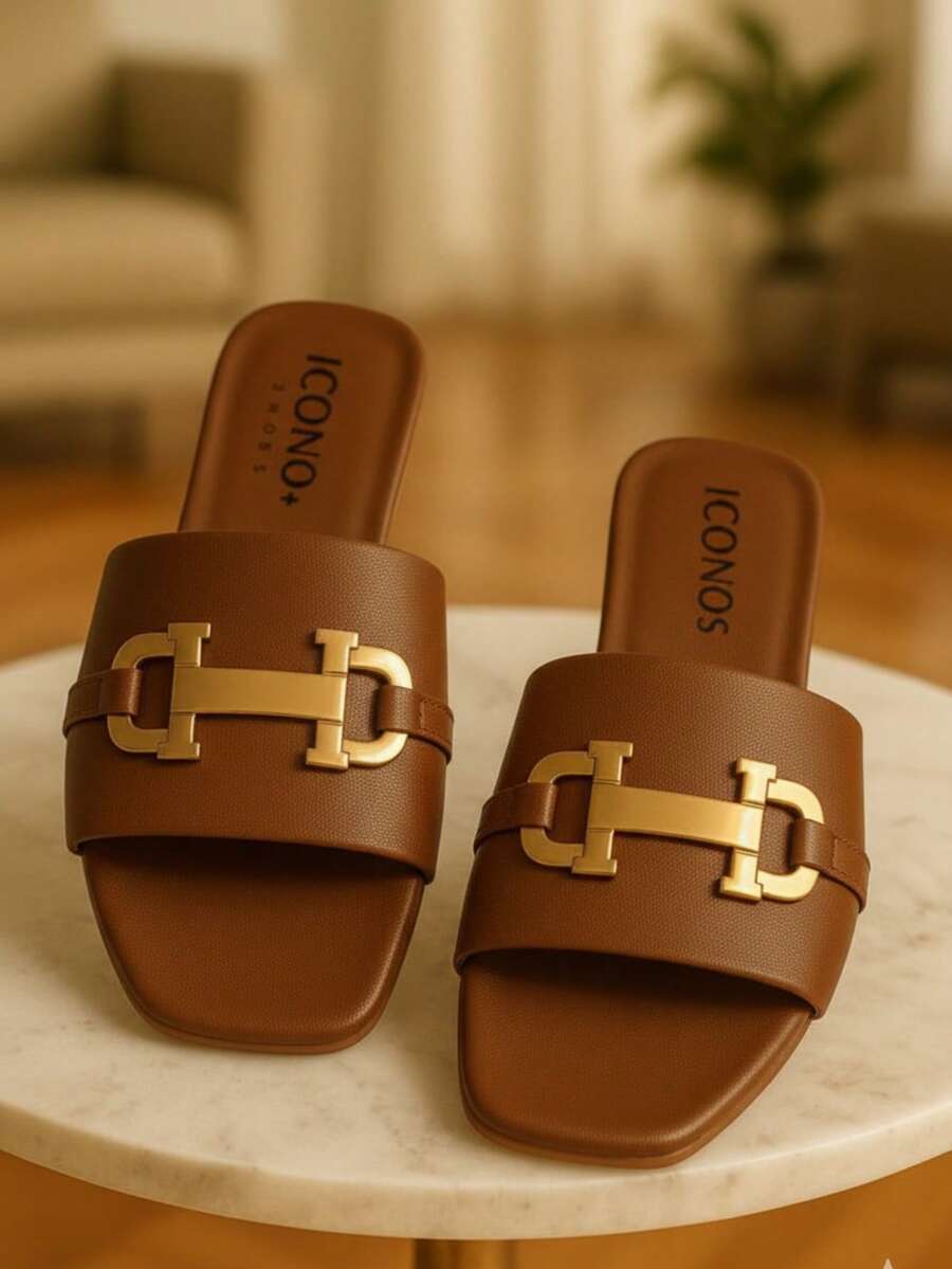 SANDALIAS CASUALES DE MODA   Playa    Metal - Café integral - Ver 1