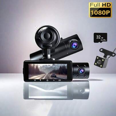 Three High-Definition 1080P Dashboard Cameras, Optional 32G Memory Card, Automatically Deletes Old Recordings When The Recording Memory Is Full, G Gravity Sensor, Automatically Locks Video Upon Collision