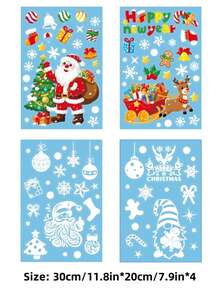1 set autocolante de Crăciun pentru fereastră, autocolante detașabile statice pentru ferestre, decorațiuni de Crăciun pentru petreceri de sărbători în interior, decor pentru casă, decor pentru ferestre, decorațiuni de Crăciun, diverse stiluri
