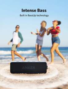 Soundcore Anker 2 Bocina Bluetooth Potente, batería de 24 Horas, protección contra el Agua IPX7, Graves enormes con Dos Controladores de Graves - Negro+Azul - Ver 4