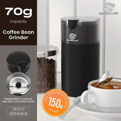 SUPERLEX 5-In-1 Portable Electric Coffee Grinder, Nut Grinder, Stainless Steel Electric Spice Grinder, Convenient Coffee Grinder, Espresso Bean Grinder, Easy-To-Clean Small Home Coffee Grinder, Handheld Coffee Grinder, Convenient RV Travel Grinder, Mini Grinder For Apartment Life, Home And Dorm Use, Essential Stationery For Back-To-School