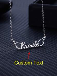 女士定制天使翅膀名字项链，不锈钢材质，可定制吊坠，个性化项链，生日礼物 - 彩色 - 查看 9