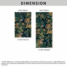 1 Roll Retro Green Forest Self-Adhesive Wallpaper, Tiger Peacock Floral Plant Pattern, Peel And Stick, Waterproof Wallpaper, Removable Contact Paper, Easy To Install, Suitable For Home Decor, Bedroom, Living Room, Kitchen Wallpaper, Furniture Cabinet Surface Renovation Stickers, Back To School Season And Autumn Holiday Gift, 17.32* 118.11/196.85 Inches