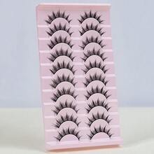10 Pairs Cartoon Style Natural Lightweight False Eyelashes - Soft Faux Mink Cat Eye Shape, Create Daily Natural Makeup Look - Reusable, Comfortable, Beginner-Friendly False Eyelashes - Black - View 4