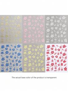 Hibiscus Flower 3D Nail Stickers Cherry Blossom Floral White/Black/Gold/Blue Florals Petal Nail Art Decals Sliders Manicure Nail Tips Decor,Y2K Star Adhesive Nail Art Supplies Decal For Women Nail Supplies DIY Manicure Decoration