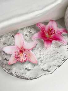 1pc INS Pink Flower Orchid Lily Acrylic Resin Phone Holder, Foldable Portable Air Cushion Phone Stand Compatible With IPhone, Android Phone, Gift For Birthday, Family, Friends Push-Pull Phone Grip Phone Accessories - Multicolor - View 14