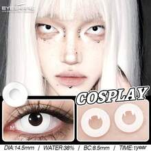 Eyeshare 1 副 Cosplay 彩色隐形眼镜 Crazy White 镜片动漫黑色眼镜片万圣节美妆镜片年度万圣节服装 Cosplay - PURE WHITE - 查看 4