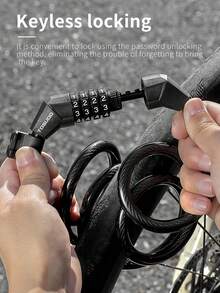 TOSUOD 4 位密码锁山地自行车钢缆 - 防盗耐用铝合金，适用于 MTB/公路自行车的便携式链条锁，黑色带白色文字，安全自行车锁，光滑的金属表面，坚固的结构品牌：TOSUOD