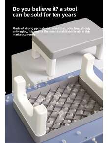 1 件便携式加厚塑料脚凳 - 可折叠 + 可拆卸且易于存放，防滑设计 + 耐用且抗老化，也可用作浴室垫，两用作为马桶辅助台阶 + 马桶定位垫，适合室内和室外使用