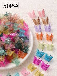 60 piezas de lindos pasadores de mariposa mini y coloridos, adecuados para niñas, regalo del Día de la Madre - Multicolor - Ver 7
