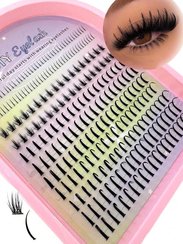 HBZGTLAD 300 عنقود من رموش العين الصناعية من فرو المنك 11D، مجموعات مختلطة من الرموش العلوية والسفلية، رموش تمديد قابلة لإعادة الاستخدام بتصميم كرتوني مجعد للرموش الخيالية