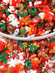 10/20 chiếc ốp lưng điện thoại bằng nhựa hỗn hợp hình ông già Noel, bông tuyết, hươu hoạt hình dễ thương tự làm kẹp tóc phụ kiện trang trí (Lỗi nhỏ là bình thường) - Nhiều màu - Xem 3