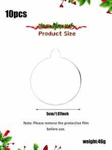 10pcs Blank Round Christmas Ornament Discs DIY Hanging Decoration Set Creative Craft Pendant Customizable Clear Bauble Kit For Christmas Tree Party Wedding Anniversary Holiday Home Decor Christmas Decorations Room Decor Winter Christmas Decorations Home Christmas Gifts Christmas Decor - Transparent - View 3