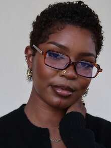 1pc Women's Elliptical Small Oval Frame Personalized Street Snap Concave Shape Clear Glasses Summer Study Accessories Glasses Accessories For Women