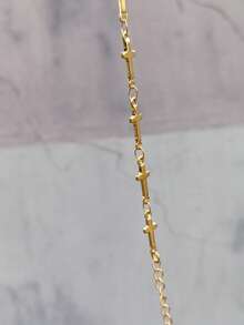 Nooxian 1 pieza Joyería Estilo bohemio de playa para mujer Tobillera de acero inoxidable resistente al agua y a la con múltiples cruces, accesorio diario como regalo (Cantidad de cuentas de cruz al azar)