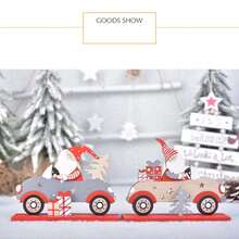 Christmas Table Sign Wooden Santa Truck Table Decoration Indoor Holiday Ornaments For Home