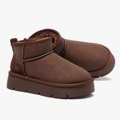 CAMEL CROWN 女士冬季新款加厚底雪地靴，保暖内衬户外冬季鞋