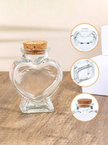5Pcs Empty Mini Glass Heart-Shaped Bottles With Cork Stoppers, Empty Mini Glass Heart-Shaped Bottle, Keepsake Jar With Cork Stoppers, Clear Heart Shaped Vase Drift Vial For DIY Art Crafts, Party, Wedding Decoration, Christmas Home Setup, Festive Themed Decorations, Holiday Gift Recommendations ﻿,School Supplies,Back To School