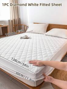 1pc Fitted Sheet, Bedding, Bed Sheet, Waterproof  Fitted Sheet, Skin-Friendly Mattress Cover, Soft And Comfortable Bedding For Bedroom, Room Decor, Halloween Decor, Christmas Decoration, 11.8 Inch Deep Pocket Cooling Breathable Quilted Fitted Sheet For All Seasons, For Single, Twin, Full, Queen And King Size, Solid Color Mattress Protective Cover, Dustproof, Comfortable And Machine Washable - 彩色 - 查看 116