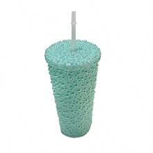 1pc 12 Oz (About 340 G) Sparkler Cup Handmade Rhinestone Set, Built-In Double Plastic Cup With Lid, Straw - Perfect For DIY Custom, Iced Coffee And Wa