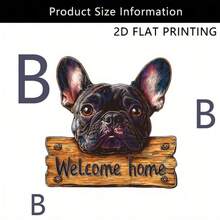 2D Flat, Yard Signs, 1pc, 2D Flat Printing, French Bulldog Sign, "Welcome" Wooden Sign, Cafe, Corridor, Bedroom, Porch, Farmhouse, Garden, Living Room, Corridor Decoration, Graduation Gift, Easter Gift For Family And Friends, Birthday Gift, 2D Flat - Multicolor - View 4