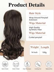 Easy-To-Use 14" Wavy Ponytail Extension- Natural Curly Synthetic Hairpiece For Women, Lightweight& Secure Clip-In Design - Multicolor - View 2